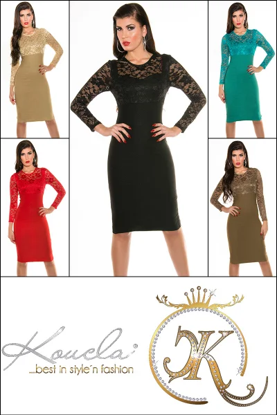 Elegantní krajkové dámské šaty Pencildress Style Fashion