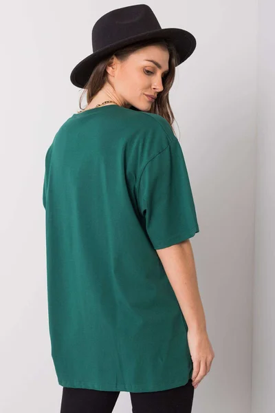 Dámské RUE PARIS Tmavě zelené bavlněné tričko FPrice