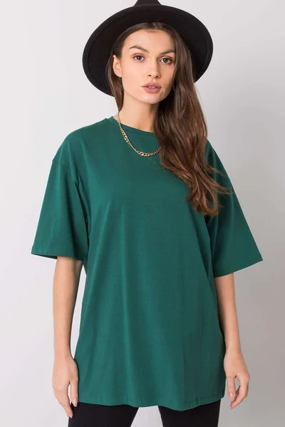 Dámské RUE PARIS Tmavě zelené bavlněné tričko FPrice