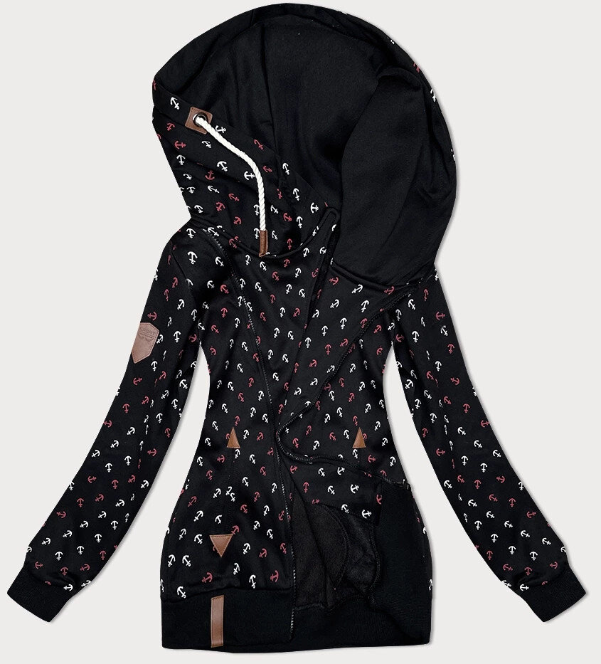 Černá kotvová mikina s kapucí 6&8 Fashion, odcienie czerni XXL (44) i392_23621-48