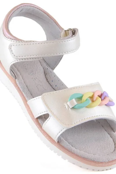 Letní sandály Miss❤E s řetízkem - Béžové zipky