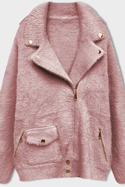 Růžová vlněná alpaka bunda MADE IN ITALY