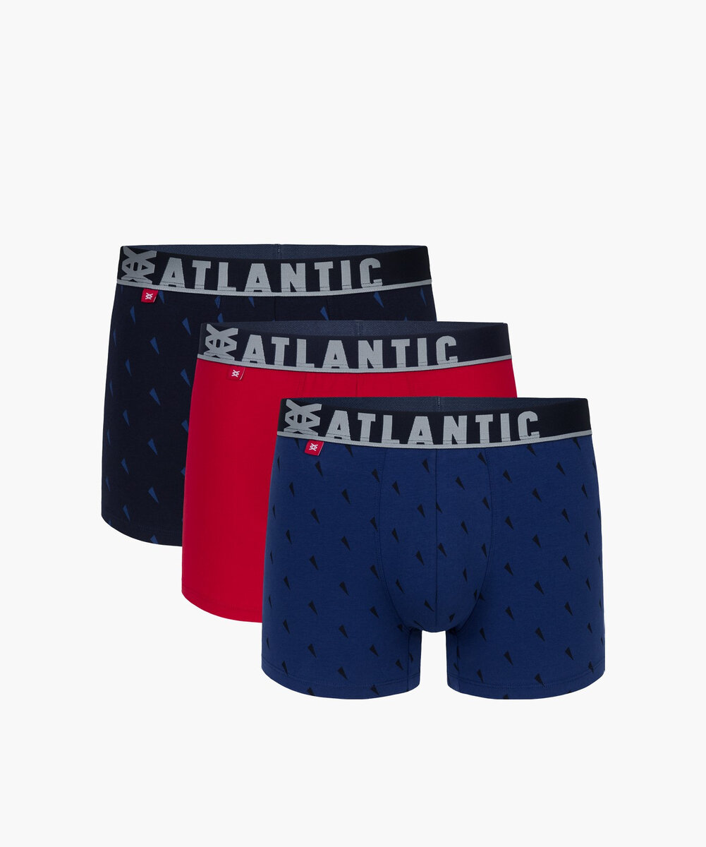 Pánské boxerky Atlantic 3MH-174 (3 ks), tmavě modrá-červená-červená M i384_76261553