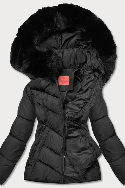 Zimní černá bunda s kapucí YES!PINK