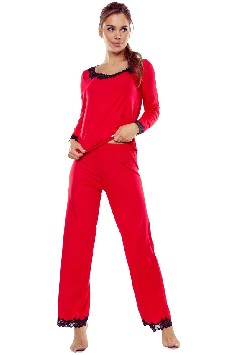 Červené pyžamo pro ženy Arleta s černou krajkou, Červená S i41_9999939228_2:červená_3:S_