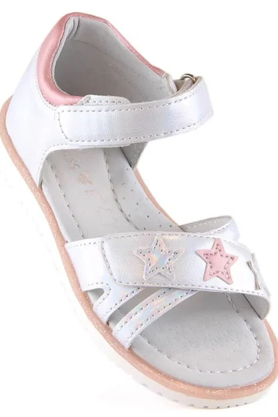 Letní stříbrné sandály Miss❤E Jr s suchým zipem