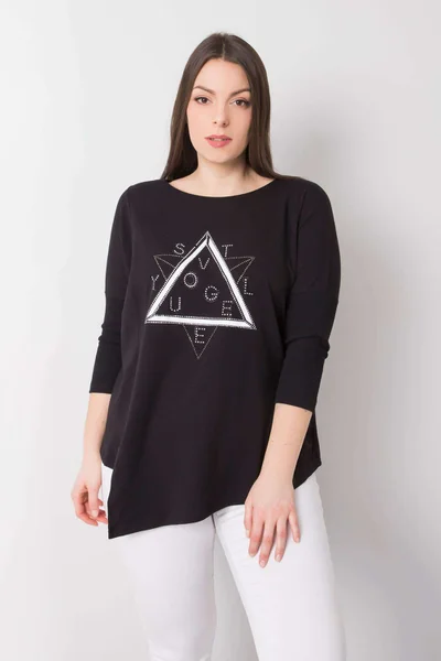 Černá asymetrická halenka plus size Fashionhunters