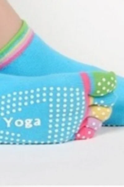 Jógové barevné dámské ponožky s ABS podrážkou