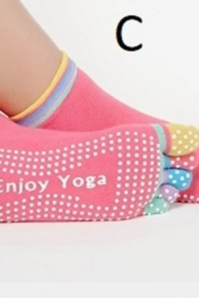 Jógové barevné dámské ponožky s ABS podrážkou