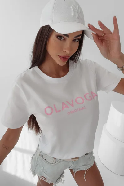 Klasické bílé tričko s kontrastním nápisem Ola Voga
