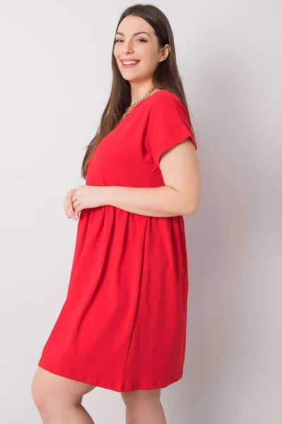 Fashionhunters Červené Plus Size Bavlněné Šaty pro Ženy