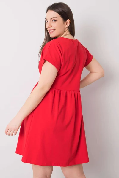 Fashionhunters Červené Plus Size Bavlněné Šaty pro Ženy