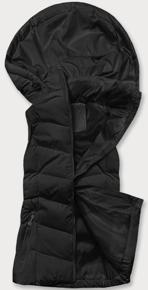Černá dámská péřová vesta s kapucí 9LAF0 J.STYLE, odcienie czerni L (40) i392_21315-49
