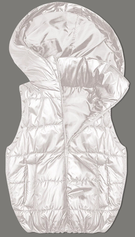 Zimní dámská péřová vesta s kapucí - Sněhová královna, odcienie bieli XL (42) i392_23467-53