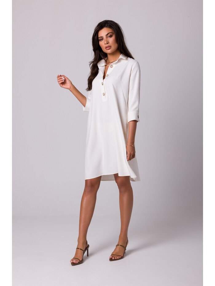 Krémové košilové šaty BE s rozšířeným střihem pro dámy, EU XL i529_7997540599512989544