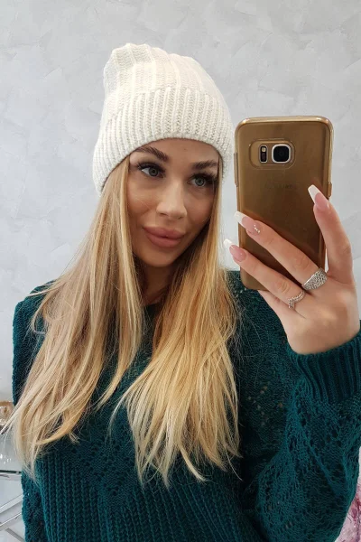 Fleecová dětská čepice Anna ecru - K-Fashion