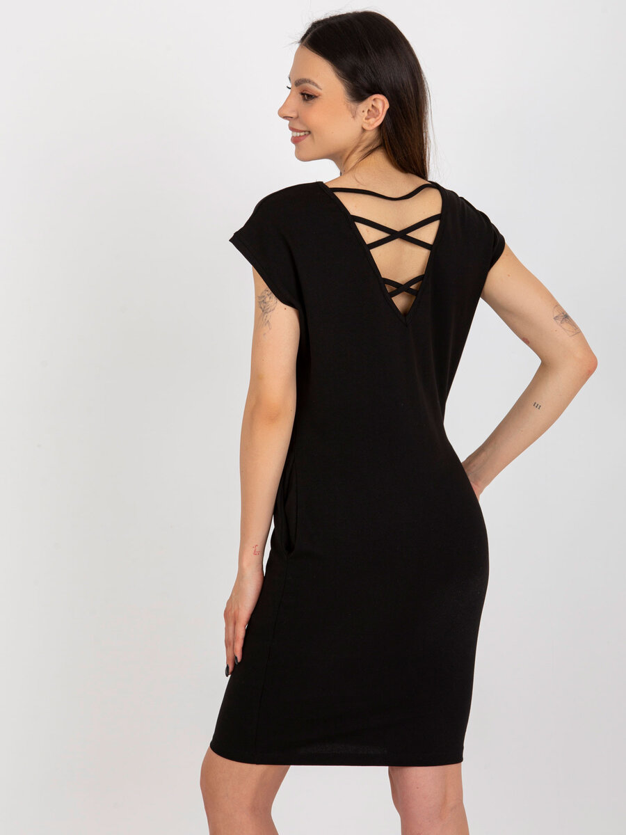 Černé teplákové šaty s kapsami OCH BELLA, S i523_2016103403646