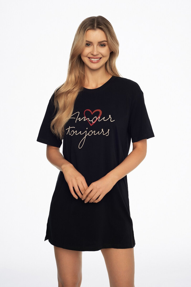 Romantická dámská noční košile Hearts of Love, černá M i384_44626385