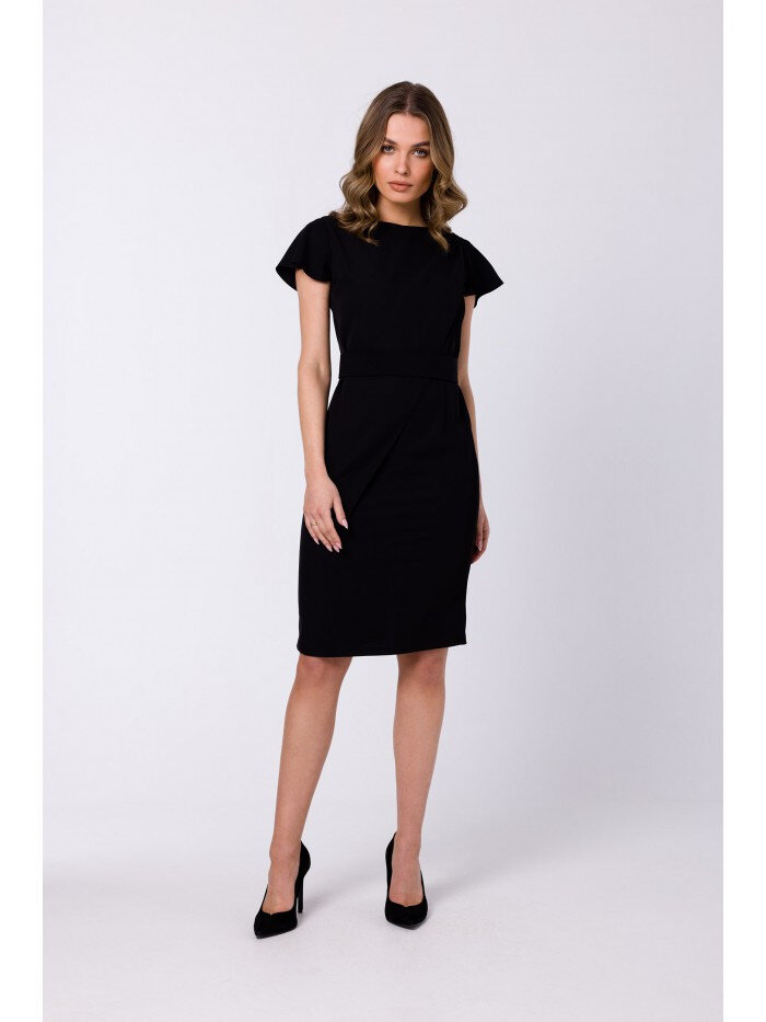 Černé elegantní pouzdrové šaty s páskem od Stylove, EU XL i529_723390691085914112