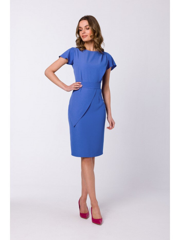 Modré šaty s páskem a ozdobnou vrstvou pro dámy Stylove, EU L i529_2984005600037318666