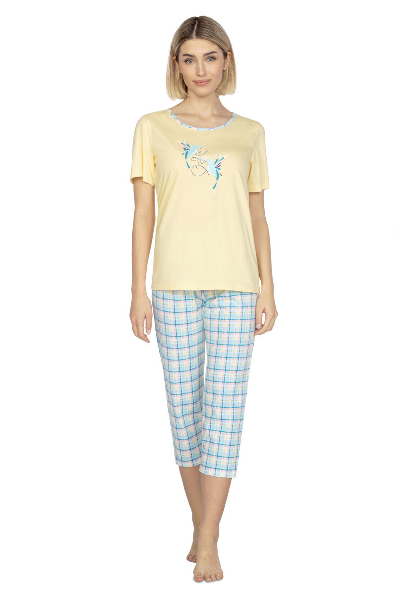 Kostkované pyžamo pro ženy Regina M-XL, Žlutá M i384_10520610