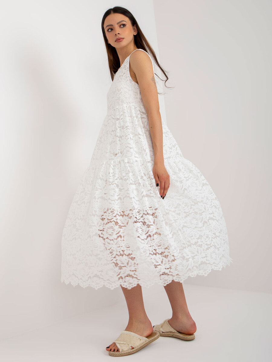 Letní bílé šaty s volánem OCH BELLA - TW-SK-BI-8246, M i523_2016103407101