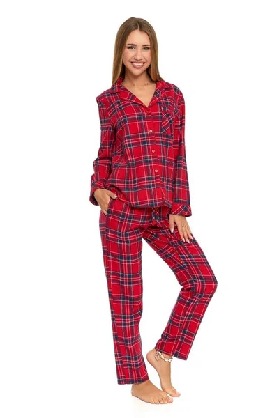 Červené flanelové pyžamo Carola pro ženy