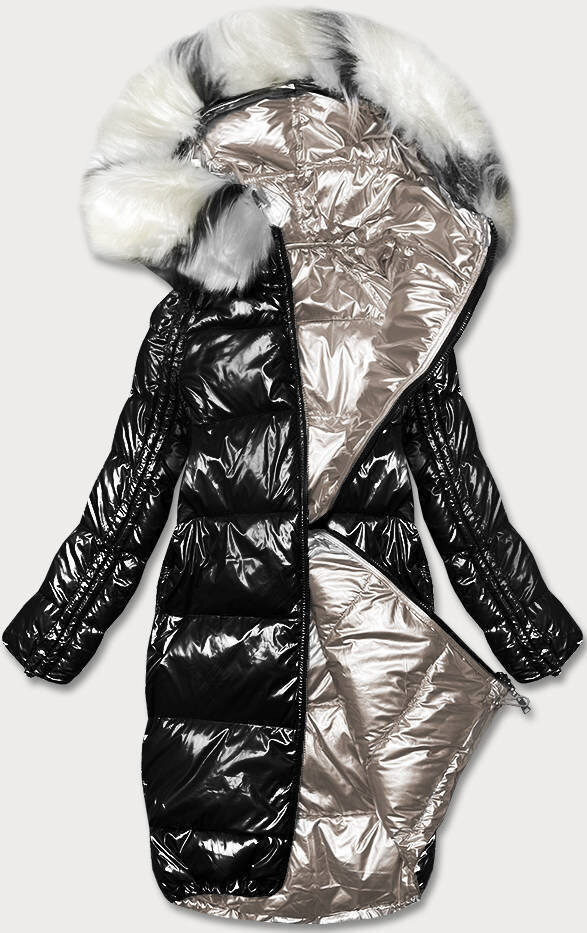Lesklá bunda na zimu MINORITY s metalickým efektem, odcienie beżu S (36) i392_21220-46
