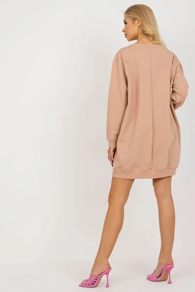 Dámská oversized mikina Fashionhunters béžovo-růžová