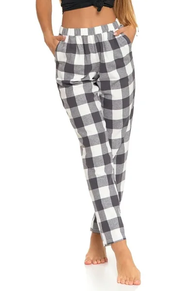 Flanelové pyžamo pro ženyvé kalhoty Moraj v šedo-bílém designu