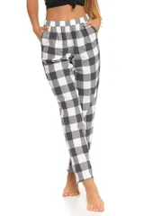 Flanelové pyžamo pro ženyvé kalhoty Moraj v šedo-bílém designu