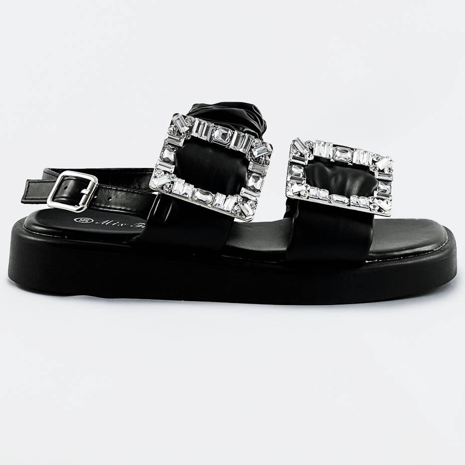 Černé dámské sandály se zirkony DO85C Mix Feel, odcienie czerni XL (42) i392_20253-21
