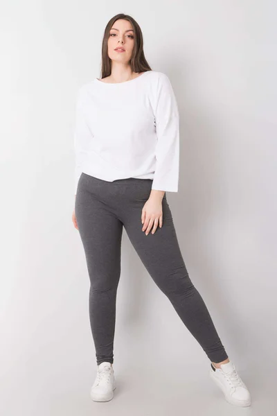 Fashionhunters Dámské Plus Size Šedé Melanžové Legíny