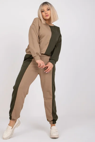 Dámský béžovo-khaki komplet bez kapuce Fashionhunters