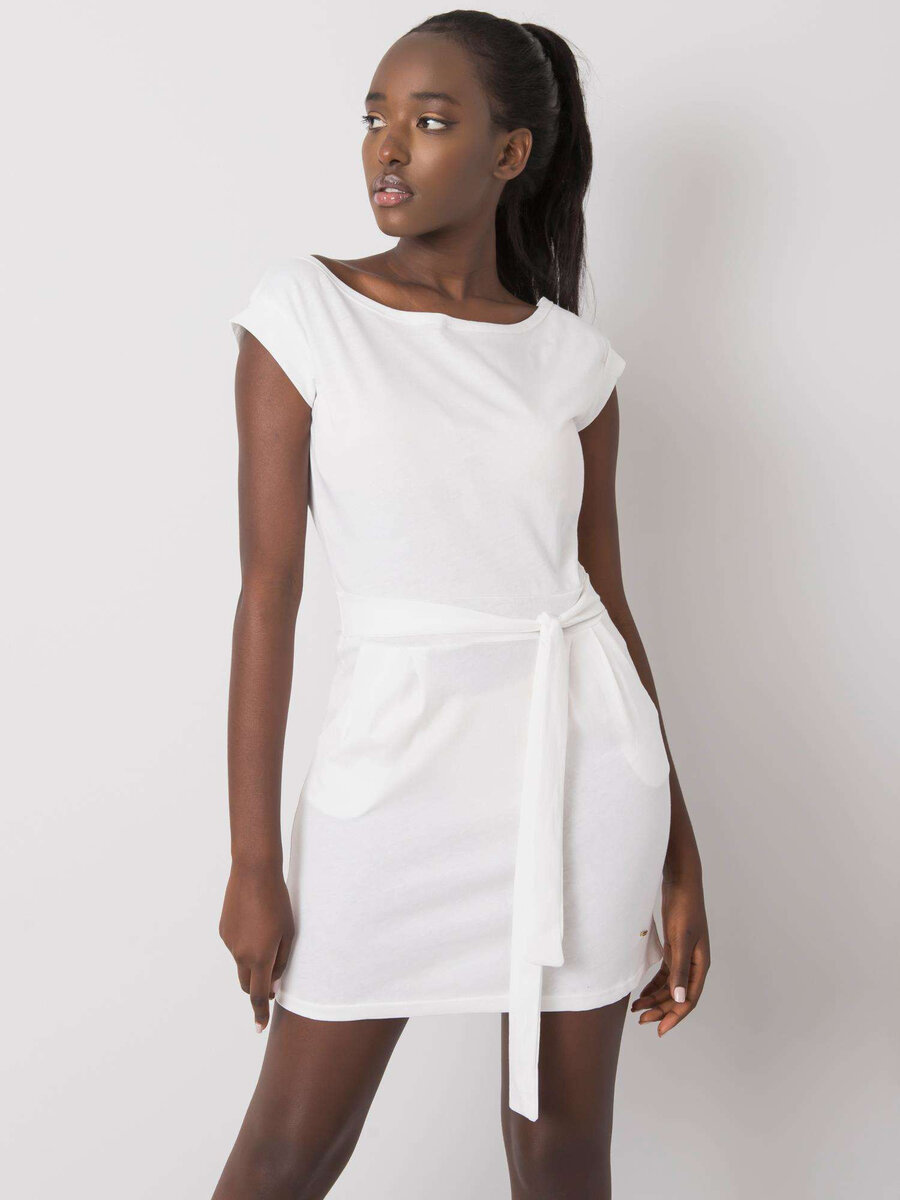 Dámské bílé šaty s vázáním FPrice, S i523_2016102978503