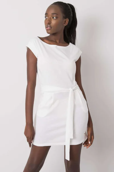 Dámské bílé šaty s vázáním FPrice