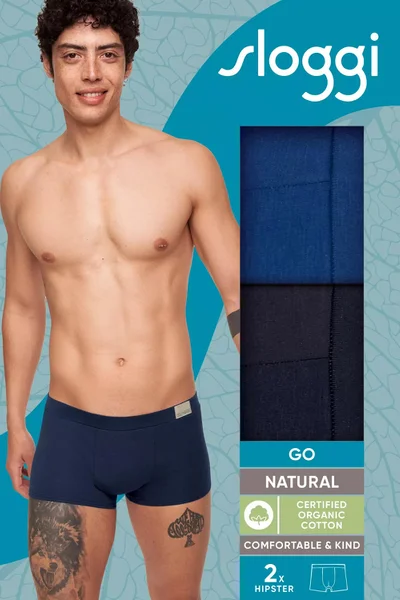 Modré Pánské Boxerky GO Natural Hipster - 2ks Sloggi