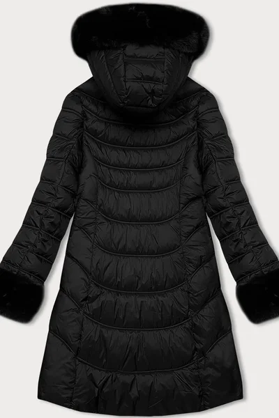 Černá dámská bunda na zimu s kapucí J Style