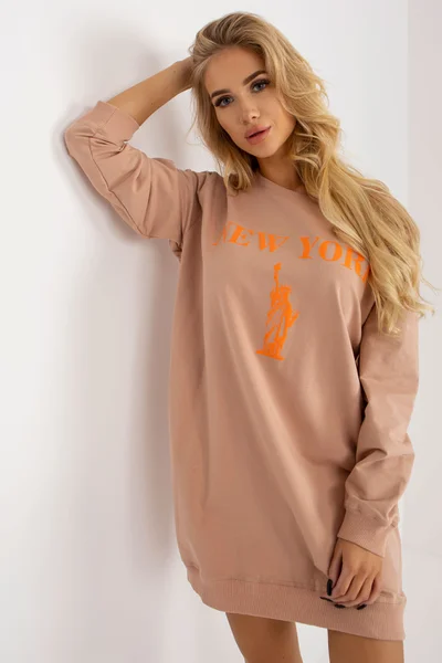 Dámská Oversized Mikina Fashionhunters v Béžové a Oranžové