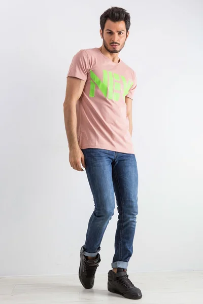 Pudrově růžové pánské tričko FPrice