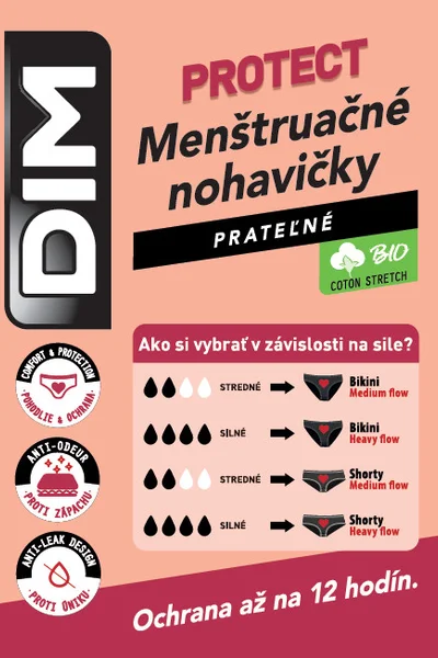 Dámské menstruační noční kalhotky s krajkou DIM MENSTRUAL LACE SLIP - DIM - černá