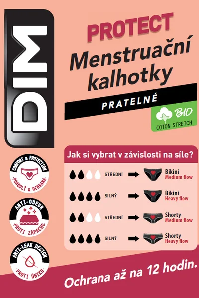 Dámské menstruační noční kalhotky s krajkou DIM MENSTRUAL LACE SLIP - DIM - černá
