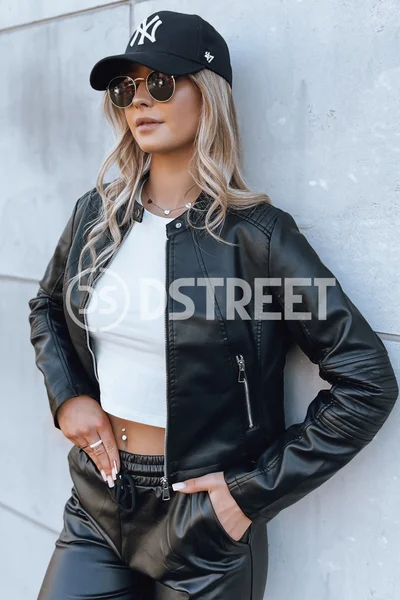 Dámská černá kožená bunda CHIC STYLE od Dstreet