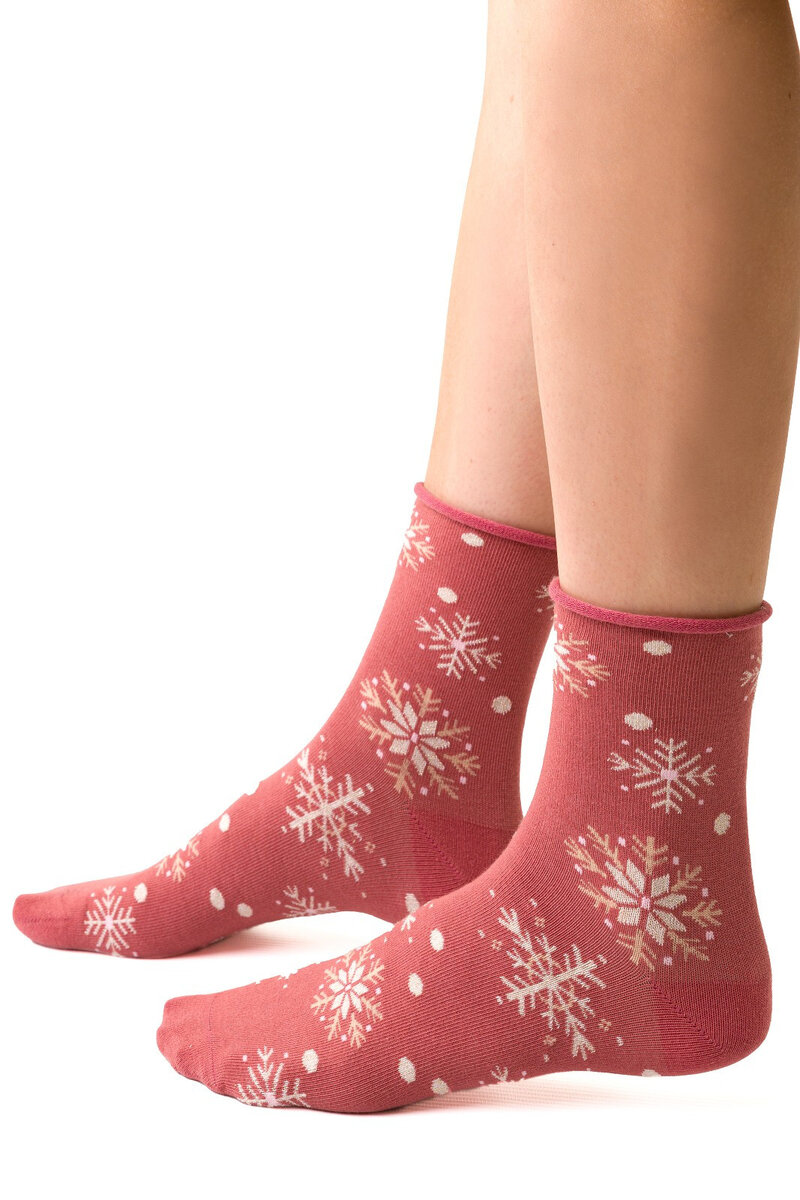 Zimní dámské ponožky Steven Vzor Lux, růžová/lurex 38-40 i384_30685463