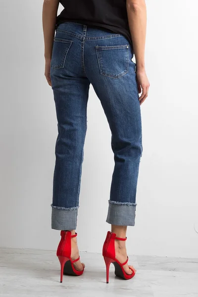 Dámské modré džíny s vyhrnutou nohou FPrice