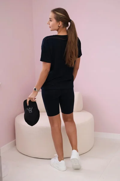 Set Top + Krátké Legíny Námořnictvo K-Fashion