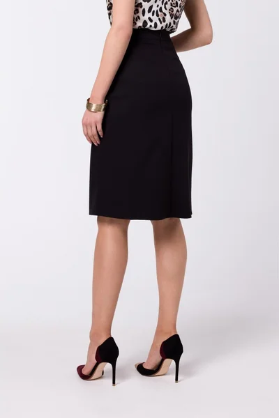 Černá zavinovací áčková sukně s asymetrickou dvojitou přední částí od značky Style