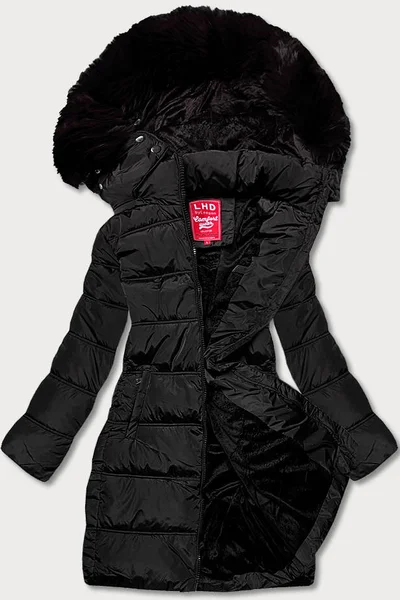 Zimní péřová bunda s odnímatelnou kožešinou a kapucí pro ženy