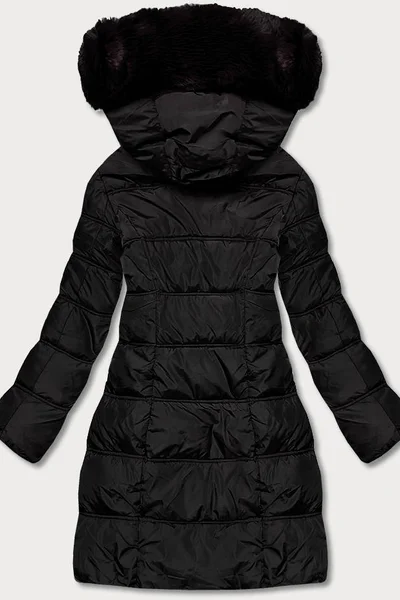 Zimní péřová bunda s odnímatelnou kožešinou a kapucí pro ženy