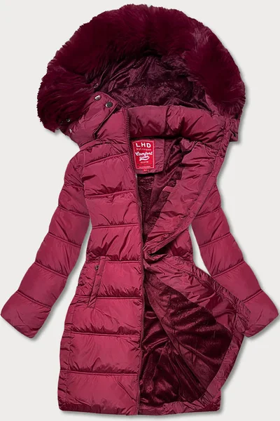 Zimní dámská péřová bunda s odnímatelnou kožešinou LHD